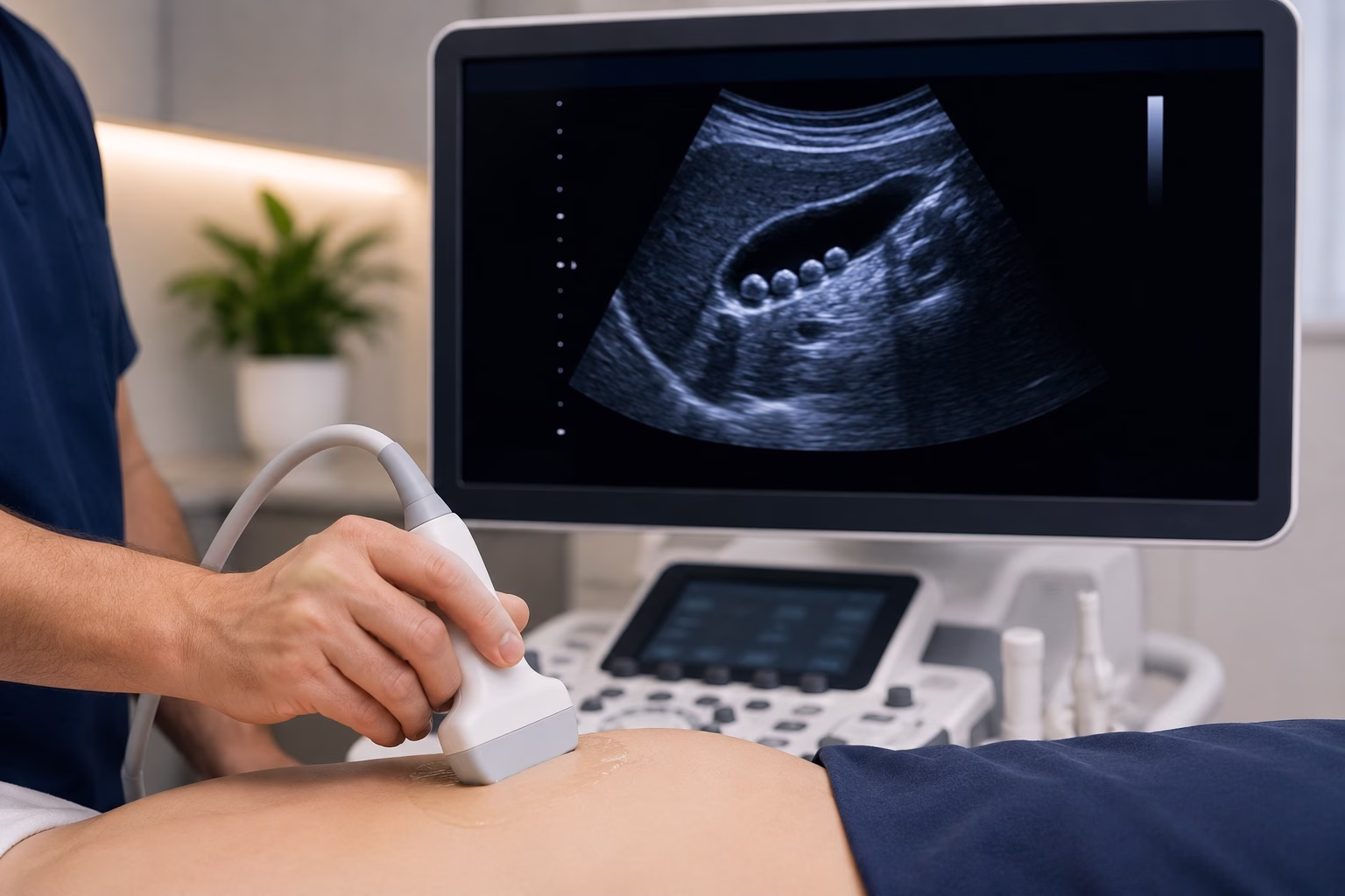 Ultrasound assessment for gallstones and gallbladder symptoms.